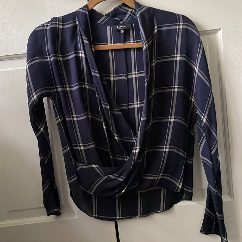 Aritzia Babaton Plaid Silk Blouse